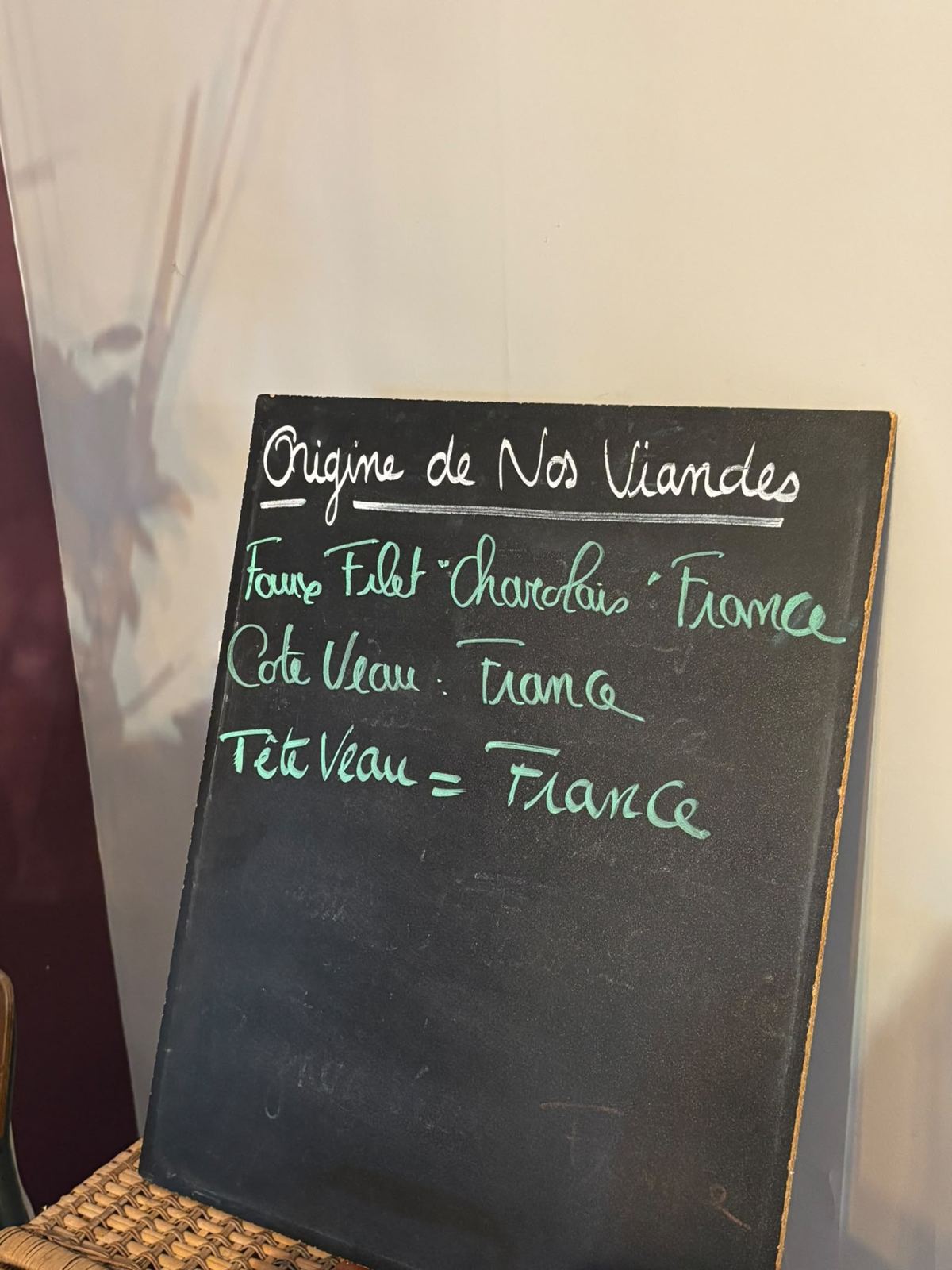 Ardoise : origine de nos viandes, France